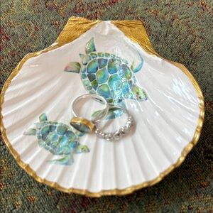 Shell ring trinket tray / dish with Sea Turtle Design